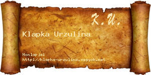 Klapka Urzulina névjegykártya